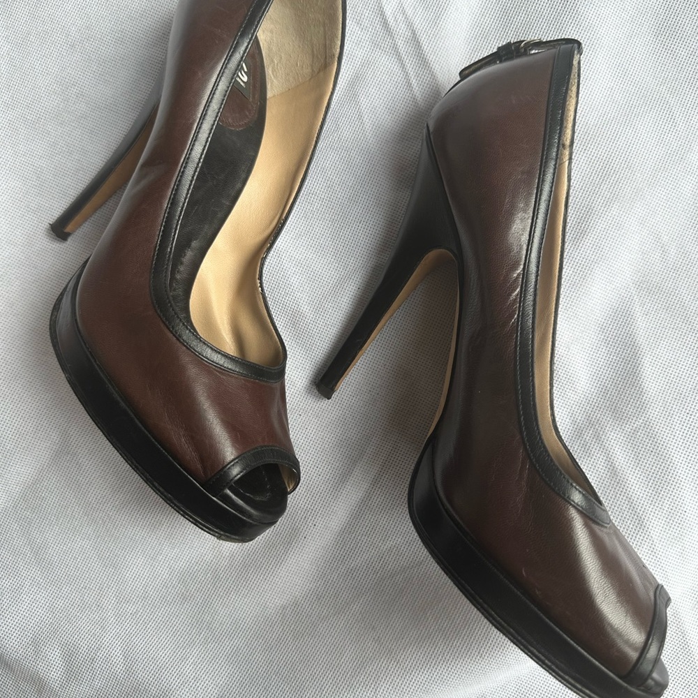 Dolce&Gabbana D&G  Brown Heels Platform Peep Toe Shoes UK 6 EU 39 - Picture 10 of 11